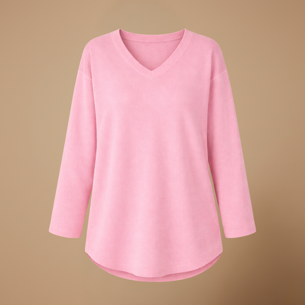 Dames ledigvallend casual t-shirt met lange mouwen en v-hals Jelle Jora Mode