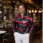 Heren shirt met bloemenprint lange mouwen en getailleerd model Jelle Jora Mode