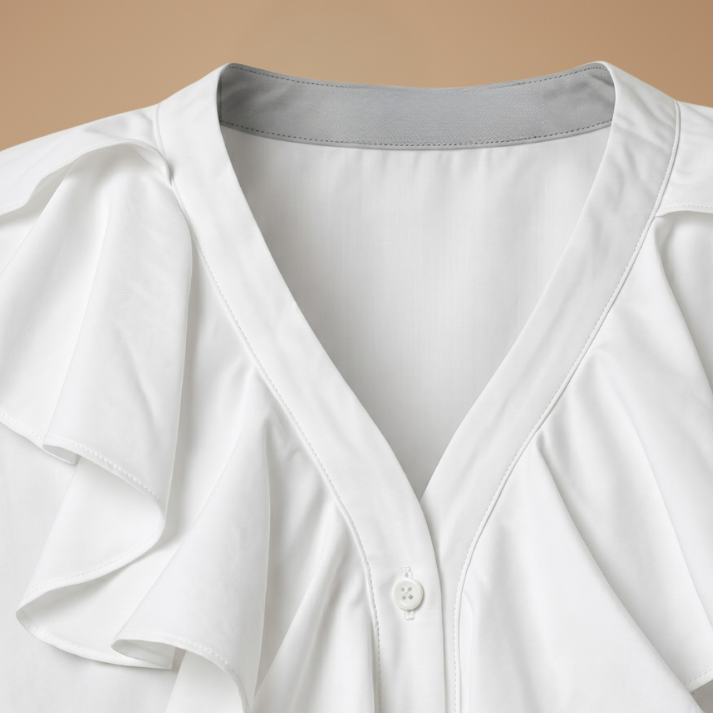 Damesblouse met ruches V-hals en lange mouwen Jelle Jora Mode