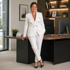 Dames elegant pak met broek en dubbele rij knopen Jelle Jora Mode