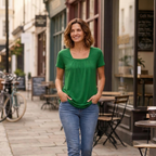 Dames casual T-shirt met vierkante kraag en korte mouwen Jelle Jora Mode