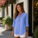 Damesblouse met strepen lange mouwen en knopen Jelle Jora Mode
