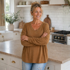 Dames blouse met V-hals en lange mouwen Jelle Jora Mode