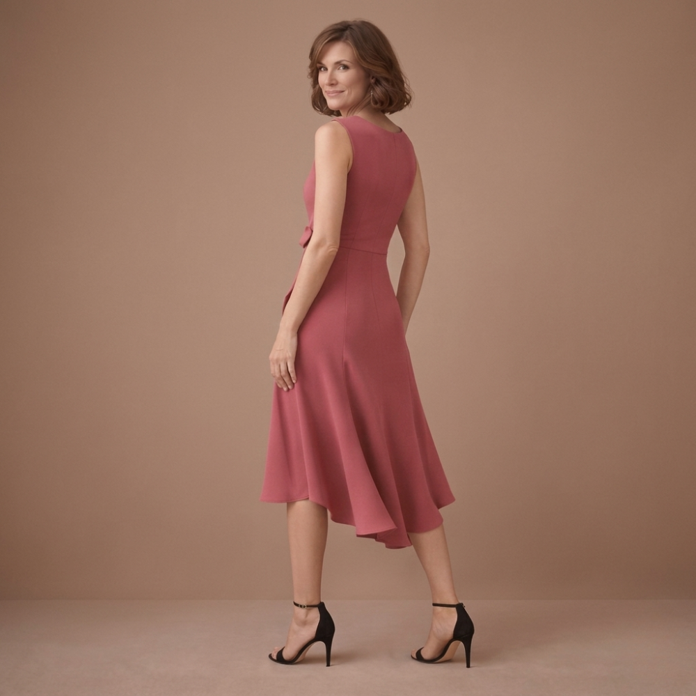 Dames mouwloze A-lijn midi-jurk elegante zomeroutfit Jelle Jora Mode