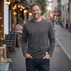 Heren ademend casual t-shirt met lange mouwen en ronde hals Jelle Jora Mode