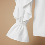 Damesblouse met ruches V-hals en lange mouwen Jelle Jora Mode