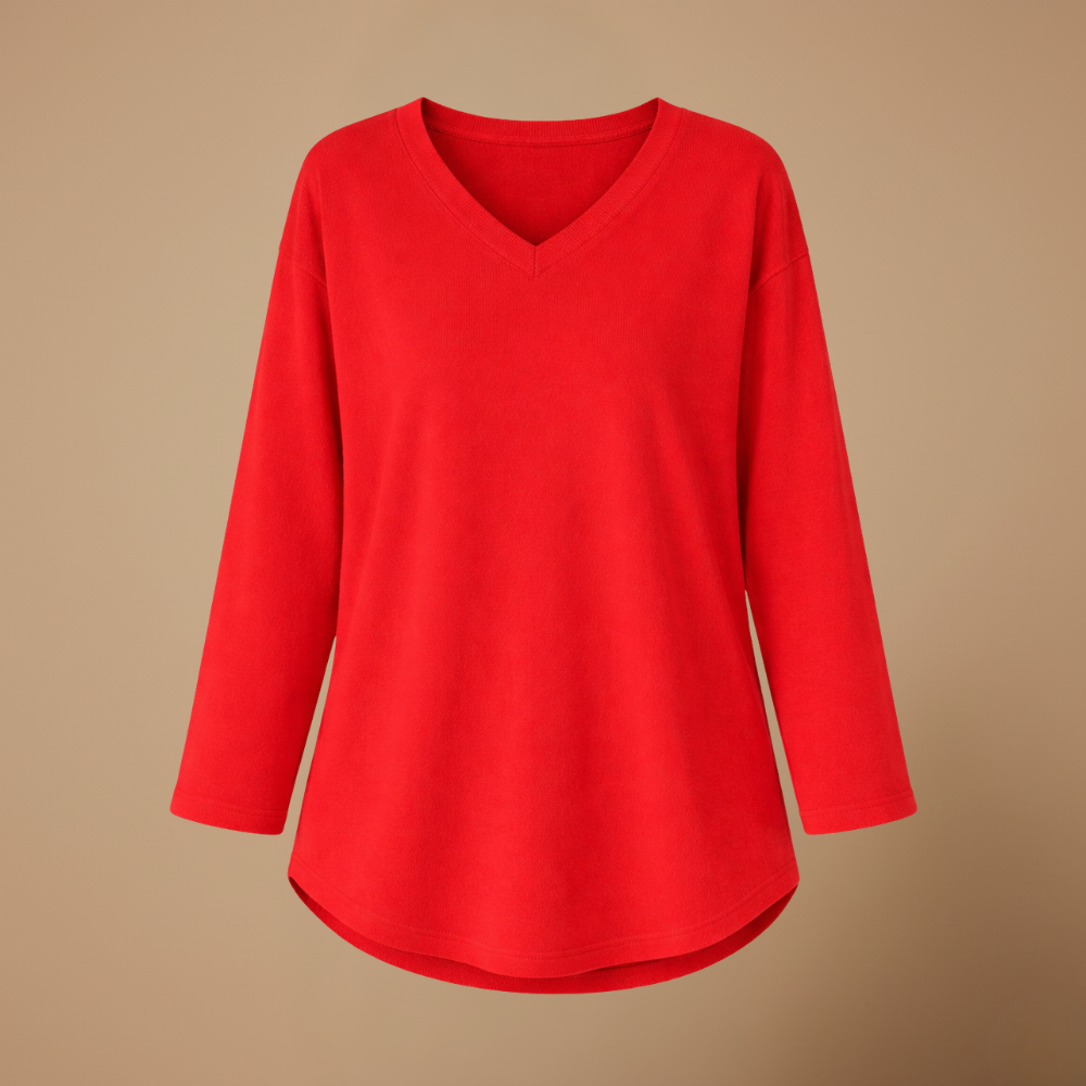 Dames ledigvallend casual t-shirt met lange mouwen en v-hals Jelle Jora Mode