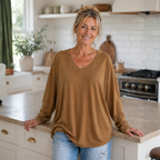 Dames blouse met V-hals en lange mouwen Jelle Jora Mode