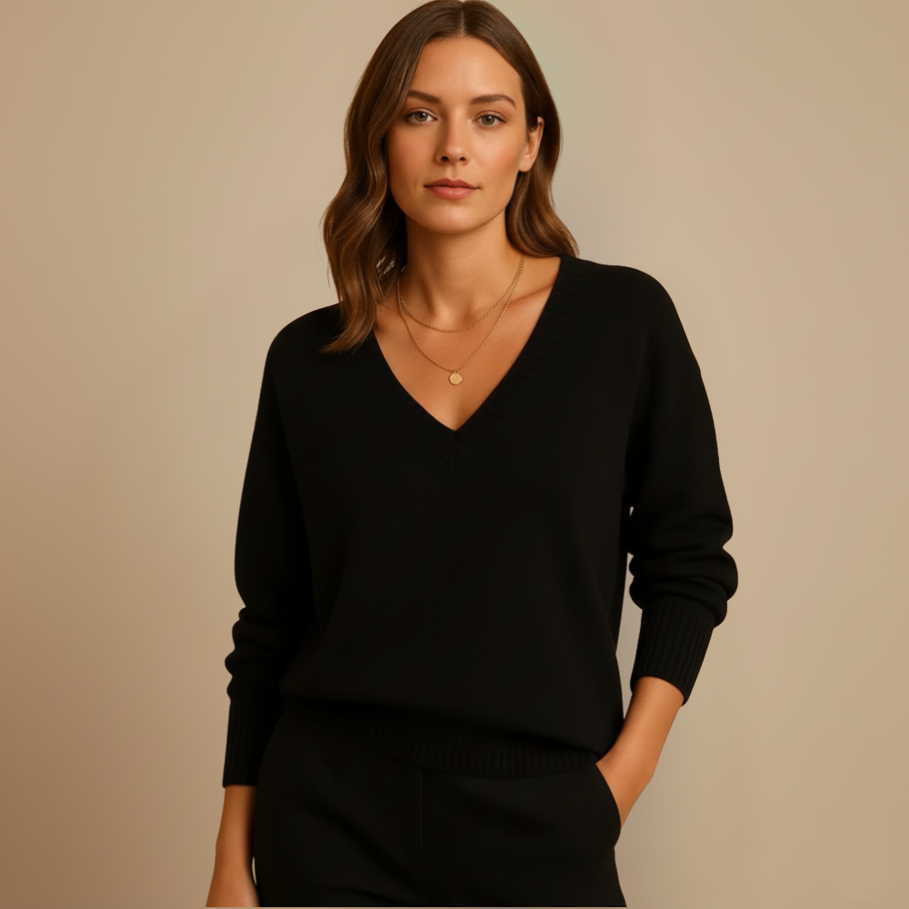 Dames v-hals gebreide trui Jelle Jora Mode