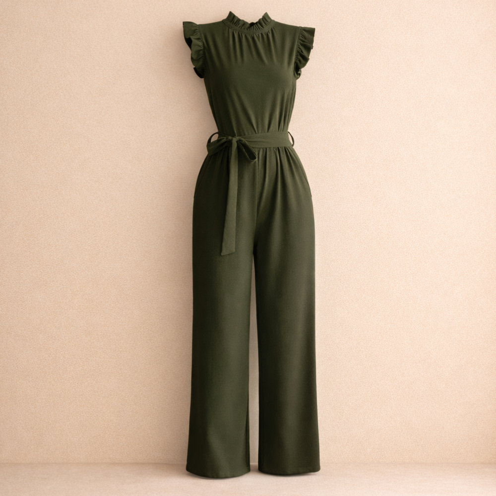 Dames elegante jumpsuit met taille riem en mouwloos ontwerp Jelle Jora Mode