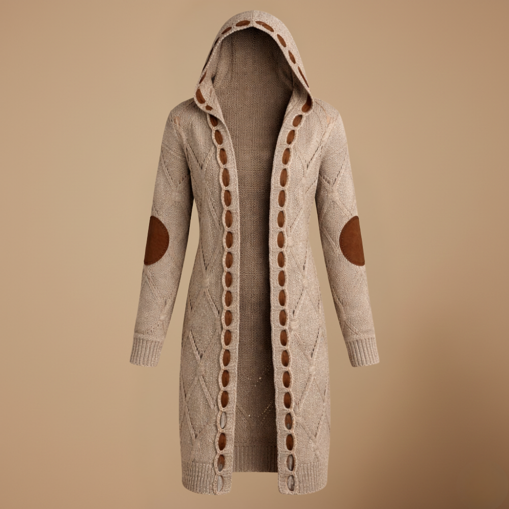 Oversized lange gebreide vestjas met capuchon voor dames Jelle Jora Mode