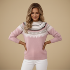 Dikke gebreide trui met Scandinavisch patroon en ronde hals Jelle Jora Mode