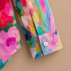 Dames casual blouse met bloemenprint lange mouwen en knopen Jelle Jora Mode