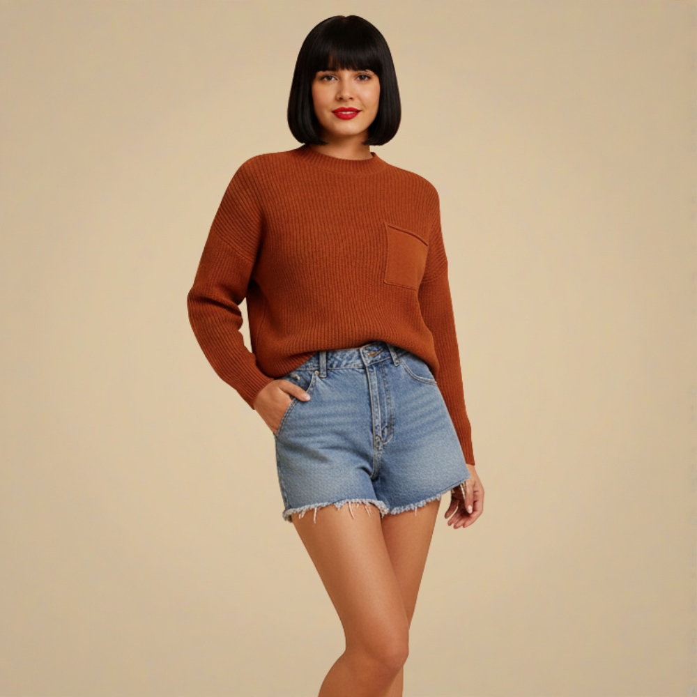 Klassieke Gebreide Trui met Gepersonaliseerde Zak Jelle Jora Mode