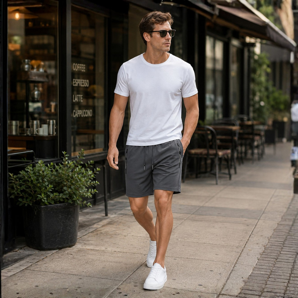 Heren sportshort met sneldrogende stof Jelle Jora Mode