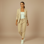 Effen kleurige kantoorpak blazer en joggingbroek set Jelle Jora Mode