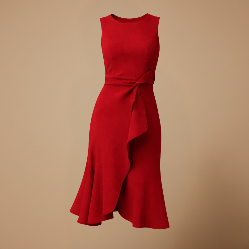 Dames mouwloze A-lijn midi-jurk elegante zomeroutfit Jelle Jora Mode
