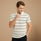 Heren polo met korte mouwen en streepjesmotief Jelle Jora Mode