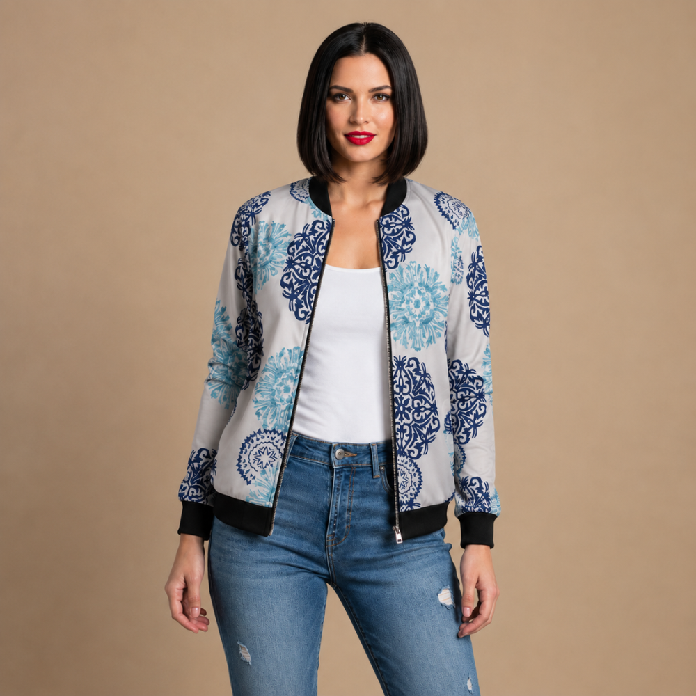 Casual bomberjack met bloemen print Jelle Jora Mode