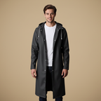 Lange outdoor regenjas met capuchon en windbreaker voor heren Jelle Jora Mode