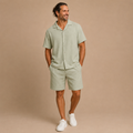 Heren set met overhemd met relaxte revers en korte broek Jelle Jora Mode