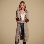 Oversized lange gebreide vestjas met capuchon voor dames Jelle Jora Mode