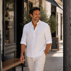 Heren casual blouse met V-hals en lange mouwen Jelle Jora Mode