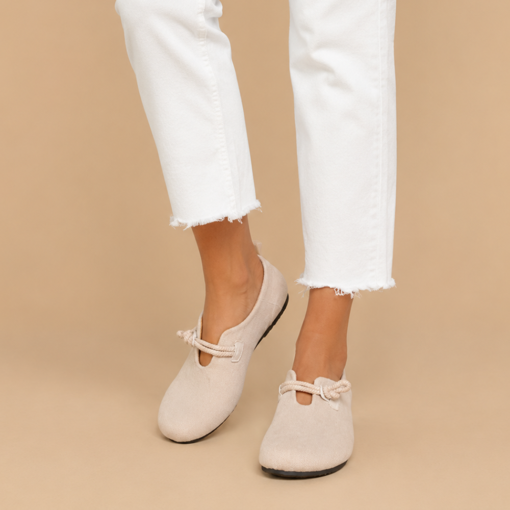 Damesloafers met touwknopen en instapmodel Jelle Jora Mode