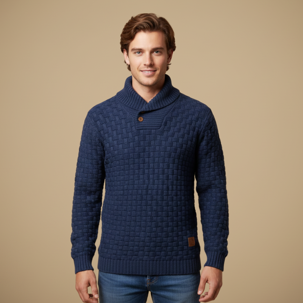 Herenwintertrui met hoge kraag en structuur Jelle Jora Mode