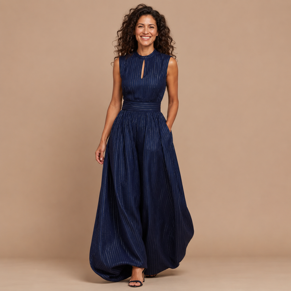 Dames mouwloze jumpsuit met plooien en wijde pijpen Jelle Jora Mode