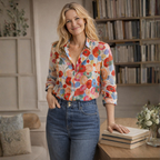 Damesblouse met bloemenprint en knopen Jelle Jora Mode