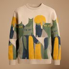 Vintage losse trui met kattenprint Jelle Jora Mode