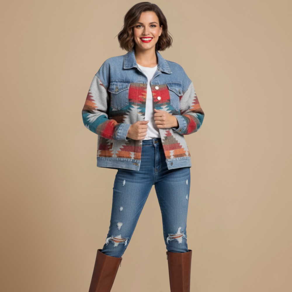 Denim Patchwork Jasje in Retrostijl Jelle Jora Mode