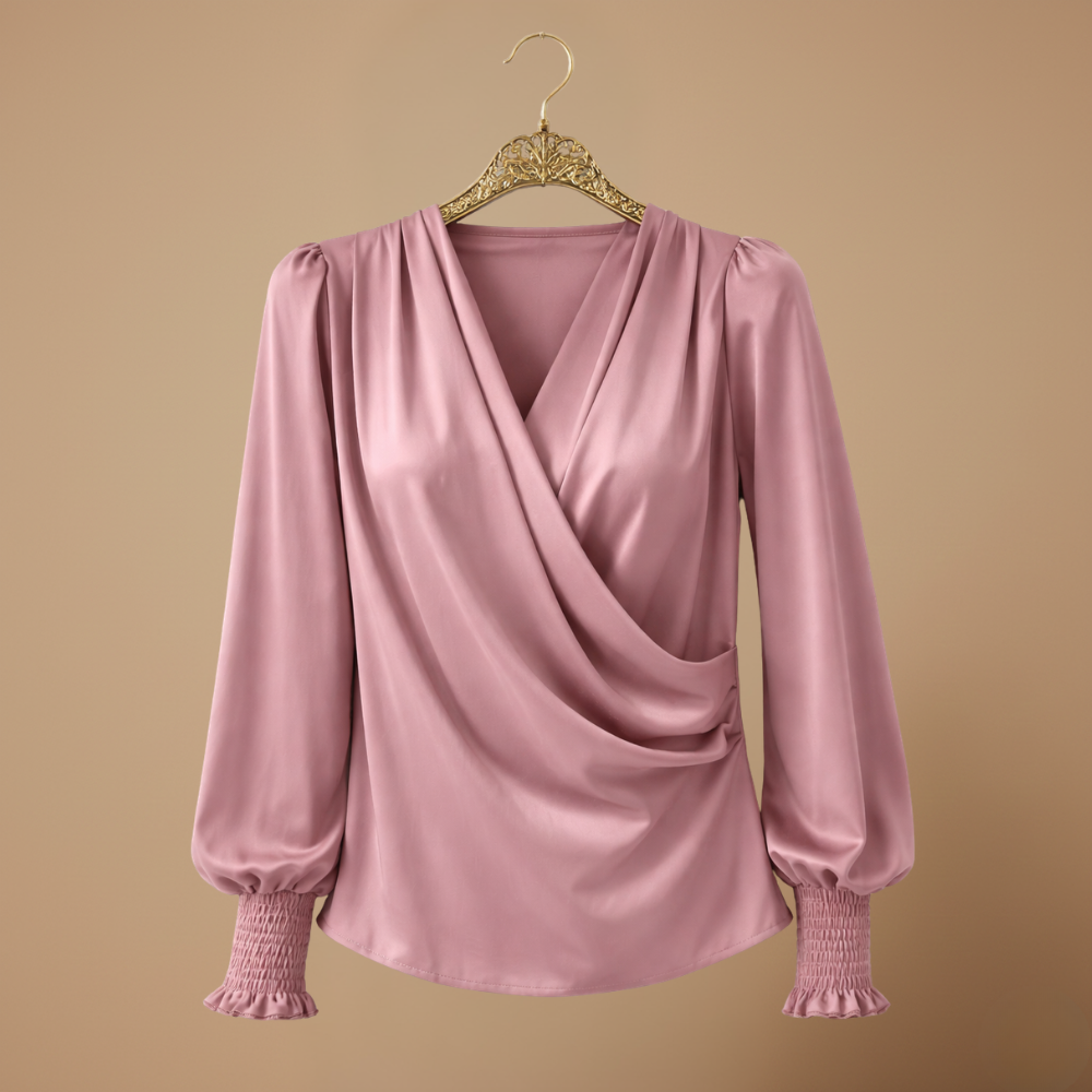 Damesblouse met V-hals en lantaarnmouwen Jelle Jora Mode