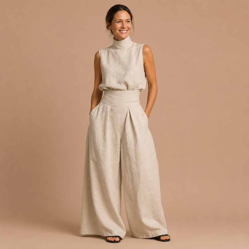 Dames elegante mouwloze set met coltrui en broek Jelle Jora Mode