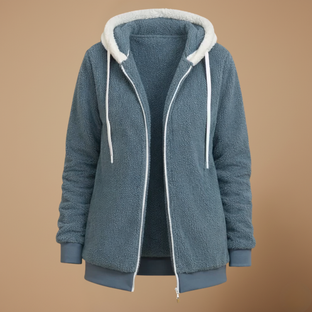 Losvallende fleece jas met capuchon voor dames Jelle Jora Mode