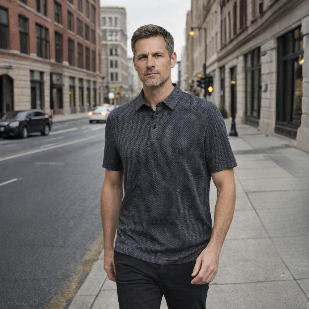 Heren ademend casual T-shirt met korte mouwen en structuur Jelle Jora Mode