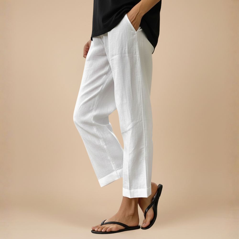 Casual broek met wijde pijpen en knoopsluiting voor dames Jelle Jora Mode