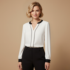 Damesblouse met lange mouwen en v-hals