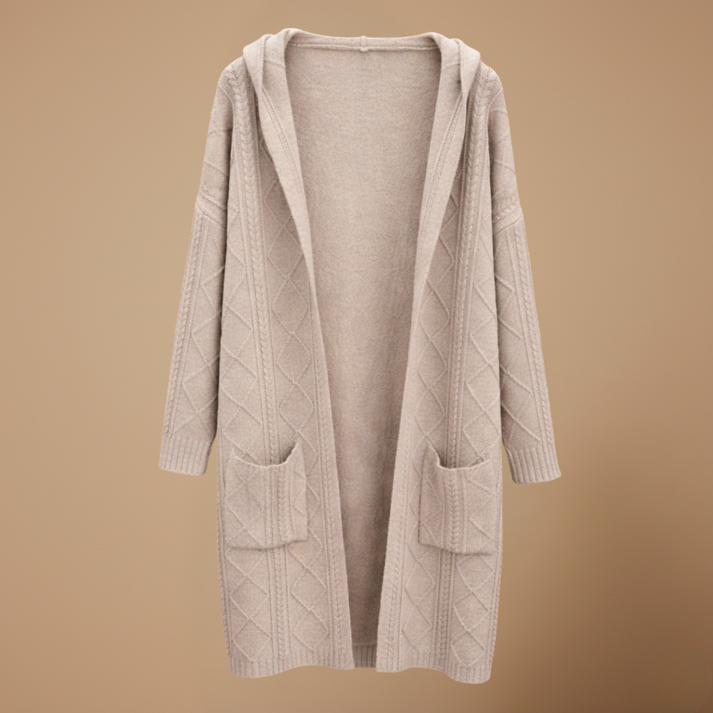 Cardigan met capuchon en kabelstructuur lang model Jelle Jora Mode