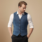 Slim fit enkelrijig denim zakelijk vest Jelle Jora Mode