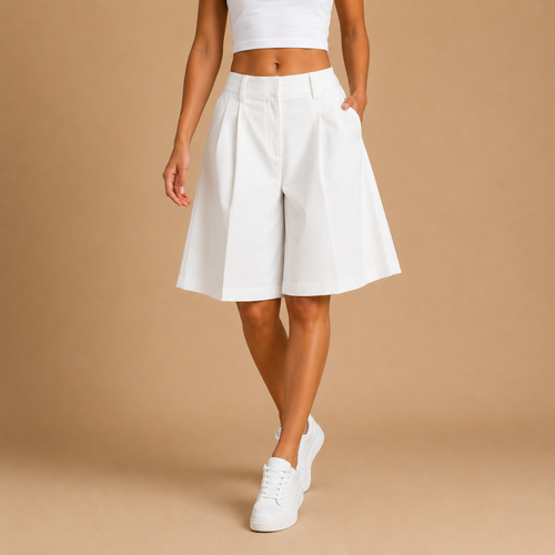 Dames bermudashorts met hoge taille en wijde pijpen Jelle Jora Mode