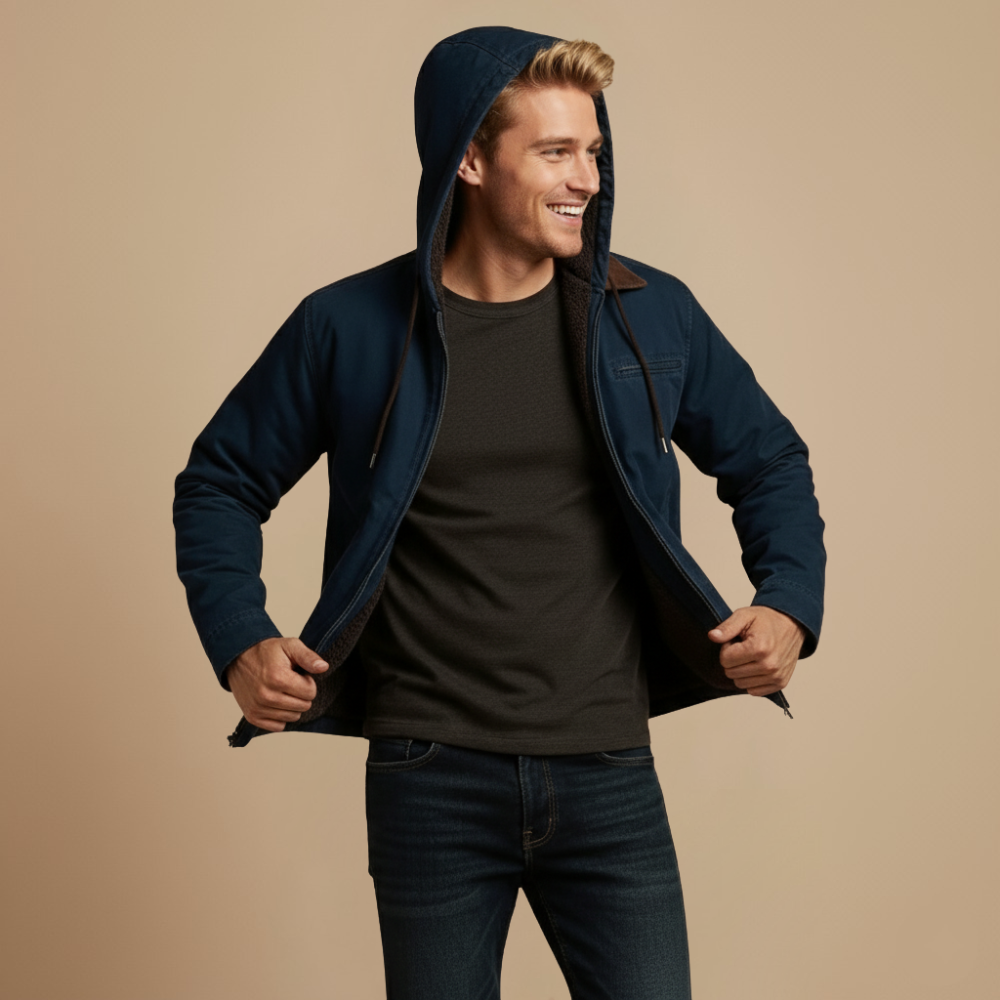 Casual Katoenen Jas met Capuchon en Fluweelachtige Voering Jelle Jora Mode