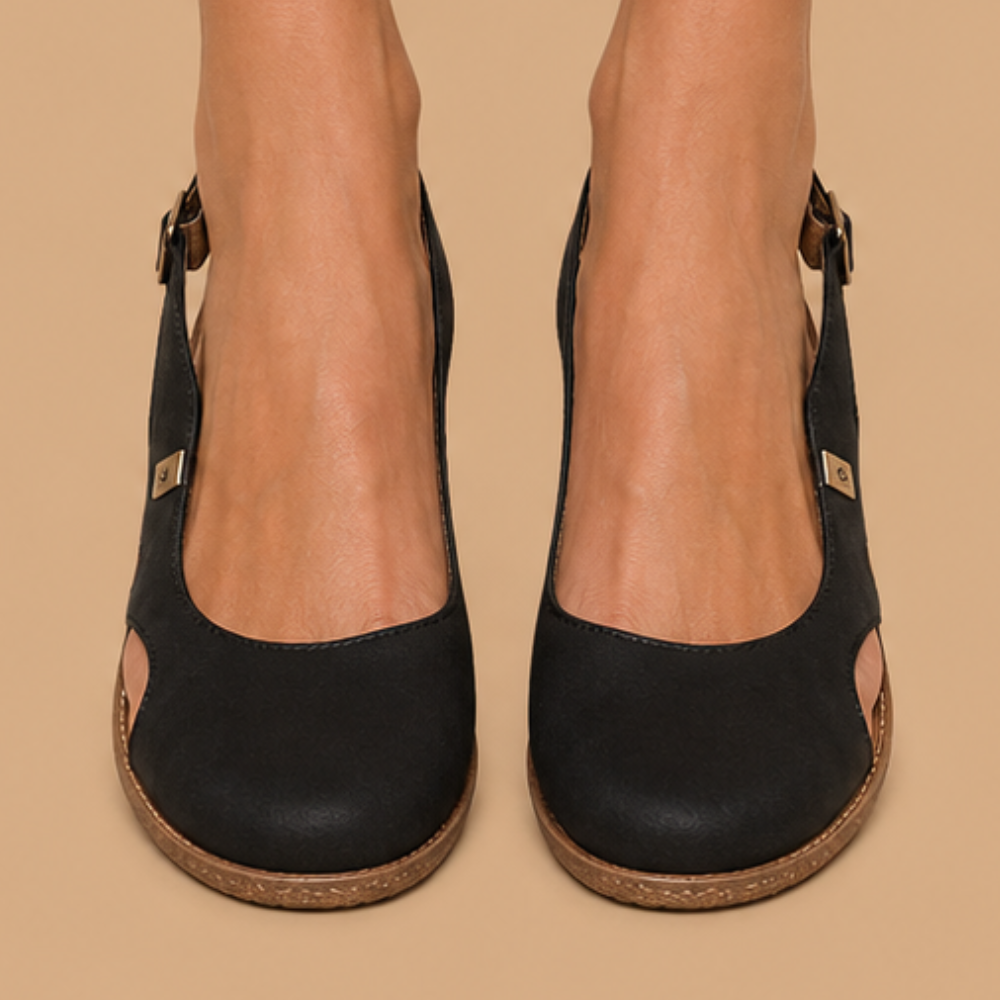 Dames platte sandalen met uitsnijdingen en slingback Jelle Jora Mode