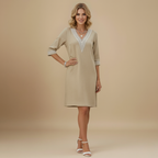 Elegante katoenen linnen zomerjurk met V-hals Jelle Jora Mode