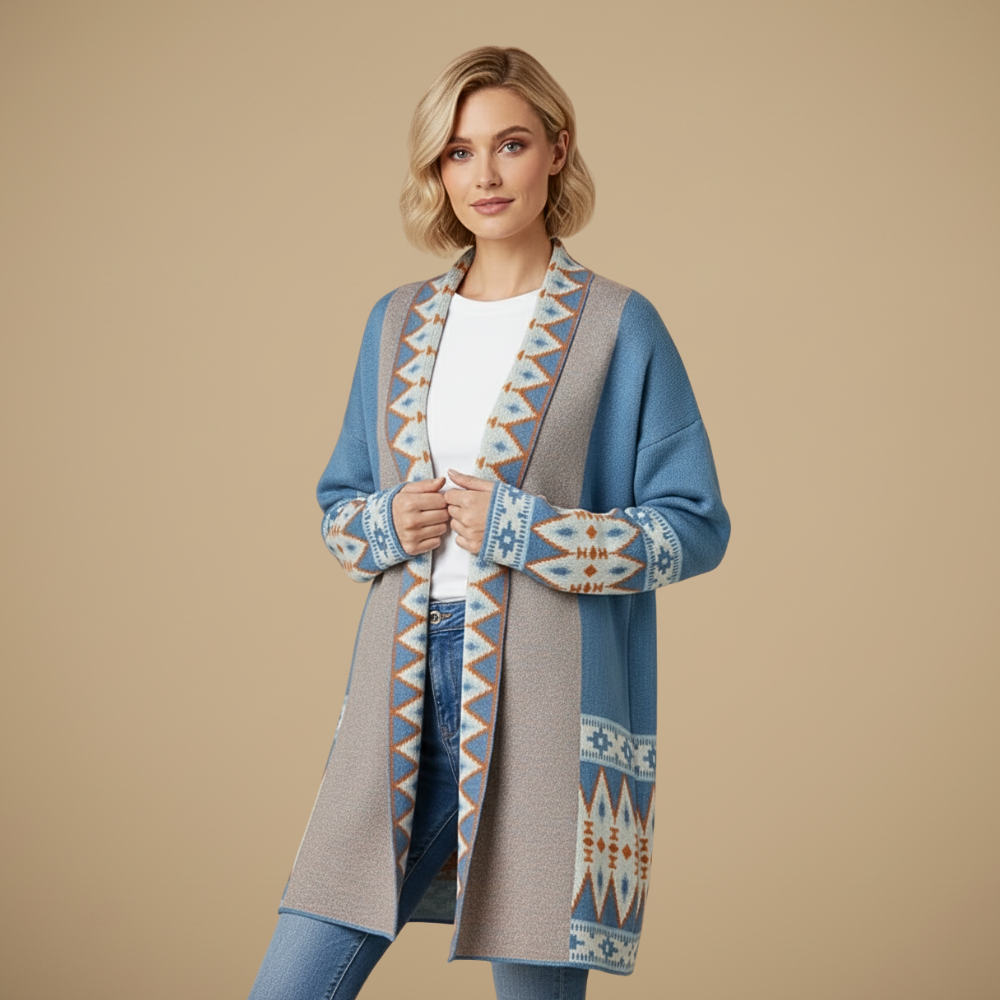 Dames halflang open gebreid vest Jelle Jora Mode