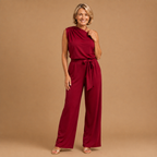 Dames jumpsuit met één schouder en ceintuur in de taille Jelle Jora Mode