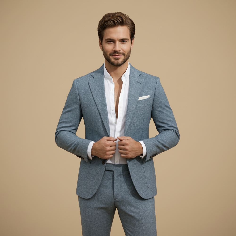 Effen slim fit casual blazer voor heren Jelle Jora Mode