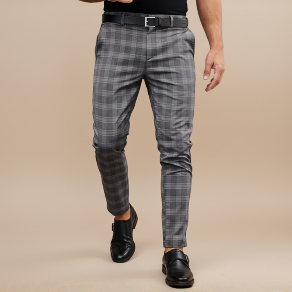 Casual geruite broek met rechte pijpen voor heren Jelle Jora Mode