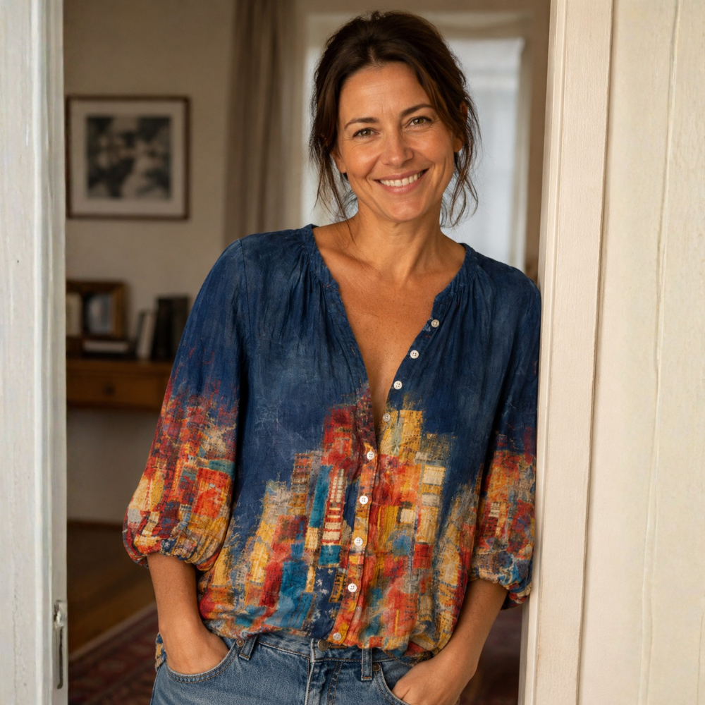 Dames casual blouse met halflange mouwen en knoopsluiting Jelle Jora Mode